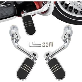 1.25" Highway Pegs,Adjustable Motorcycle Footpegs with 90° Foldable & 270° Tilt & 360° Rotation, Anti-Slip Stainless Steel Highway Footpegs for Offroad Traveling Driving, 1-1/4" Engine Guard