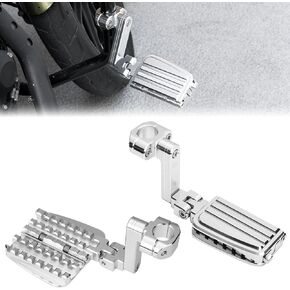 KEMIMOTO CNC Aluminum Highway Pegs with Expandable Heel Rests 1.25" Highway Long Angled Pegs Adjustable Fit for Street Glide Road King Road Glide Softail Dyna Sportster 1-1/4" Engine Guard Black