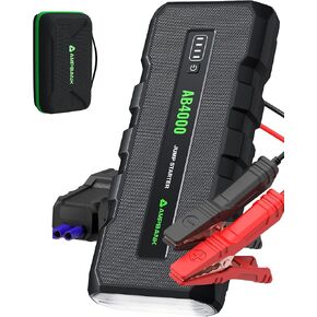 4000A Jump Starter ، بطارية 12V بطارية مبتدئ مع شاحن سريع 18 واط ، حزمة بطارية قفزة للسيارات (محرك ديزل 8L غاز 8L) مع الداعم ، LED Light ، Cables Cables & Eva Case