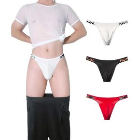 Men's Cotton Thong - Sexy Low Rise G-String T-Back for Sports (3 Pack)