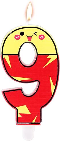 Cartoon Birthday Cake Candle, Red and Yellow Anime Candle, Decorative Birthday Cake Number Cake Topper, Cartoon Themed Party Decorations(Number 7) in Saudi Arabia