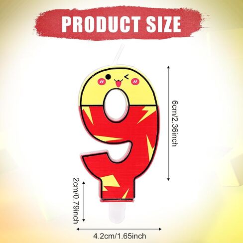 Cartoon Birthday Cake Candle, Red and Yellow Anime Candle, Decorative Birthday Cake Number Cake Topper, Cartoon Themed Party Decorations(Number 7) in Saudi Arabia