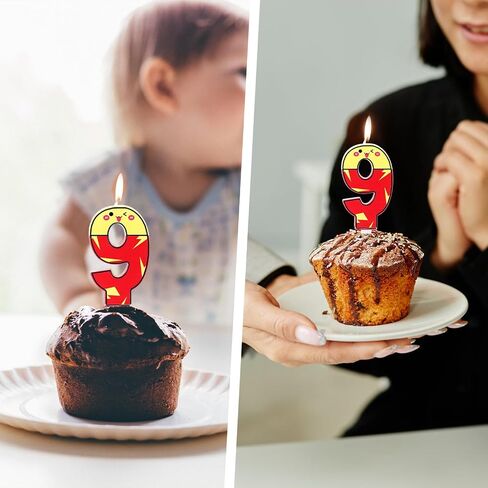 Cartoon Birthday Cake Candle, Red and Yellow Anime Candle, Decorative Birthday Cake Number Cake Topper, Cartoon Themed Party Decorations(Number 7) in Saudi Arabia
