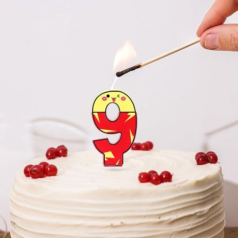 Cartoon Birthday Cake Candle, Red and Yellow Anime Candle, Decorative Birthday Cake Number Cake Topper, Cartoon Themed Party Decorations(Number 7) in Saudi Arabia