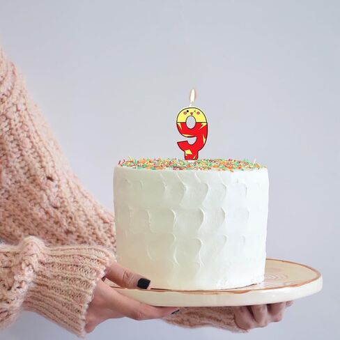 Cartoon Birthday Cake Candle, Red and Yellow Anime Candle, Decorative Birthday Cake Number Cake Topper, Cartoon Themed Party Decorations(Number 7) in Saudi Arabia