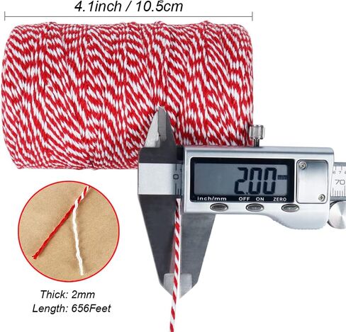 Vivifying Red and White Twine, 656 Feet 2mm Cotton Bakers Twine String for Gift Wrapping, Baking, Butchers, DIY Crafts, Tying Cake and Pastry Boxes in Saudi Arabia