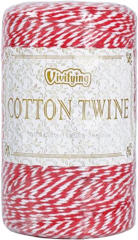Vivifying Red and White Twine, 656 Feet 2mm Cotton Bakers Twine String for Gift Wrapping, Baking, Butchers, DIY Crafts, Tying Cake and Pastry Boxes in Saudi Arabia
