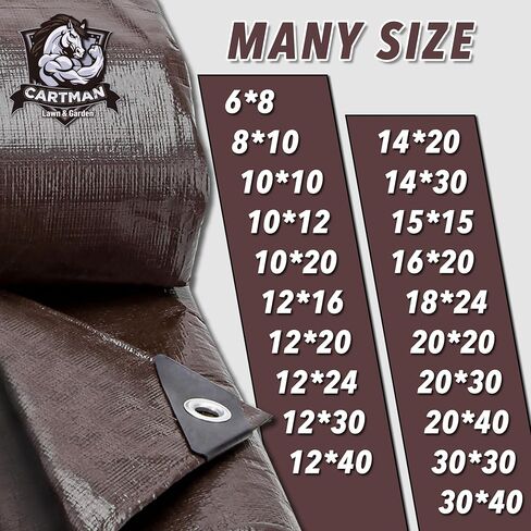 CARTMAN Finished Size 8x10 Feet Extra Thick 20 Mil Brown Ultra Heavy Duty Poly Tarp, Multipurpose Protective Cover, UV Resistant, Waterproof Poly Tarpaulin with Reinforced Edges in Saudi Arabia