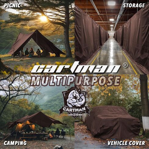 CARTMAN Finished Size 8x10 Feet Extra Thick 20 Mil Brown Ultra Heavy Duty Poly Tarp, Multipurpose Protective Cover, UV Resistant, Waterproof Poly Tarpaulin with Reinforced Edges in Saudi Arabia