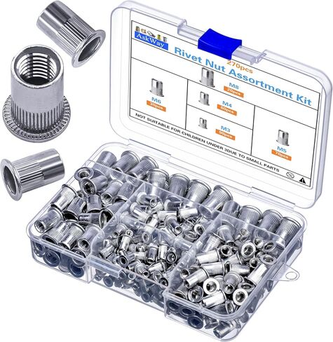 Pressure Rivet Nut Tool Kit, 430Pcs Metric Rivet Nut Combination (M8/M6/M5/M4/M3), Suitable for Furniture, Decoration, Automotive, Marine and Industrial Applications in Saudi Arabia