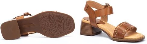 PIKOLINOS Heeled Sandals Leather Oliva for Woman in Saudi Arabia