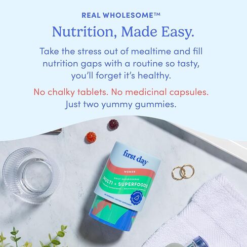 الفيتامينات متعددة الفيتامينات في اليوم الأول للنساء - غنائية في الفيتامينات اليومية للسيدات - فيتامين A C D E B12 ، المغنيسيوم ، الزنك ، البيوتين - نباتي ، فيتامينات المرأة الخالية من الغلوتين - نمو الشعر ، الجلد ، الطاقة - إمدادات 30 يومًا in Kuwait