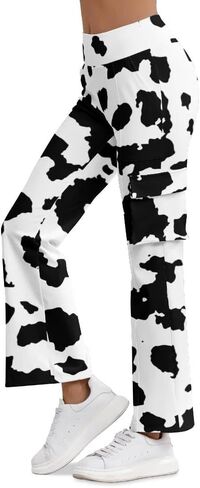 Cargo Flare Leggings for Women with 4 Pockets High Waist Cargo Leggings Workout Cargo Pants Yoga Pants Casual Pants in Saudi Arabia