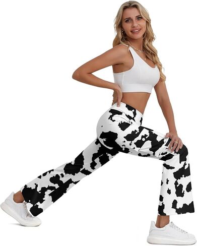 Cargo Flare Leggings for Women with 4 Pockets High Waist Cargo Leggings Workout Cargo Pants Yoga Pants Casual Pants in Saudi Arabia