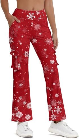 Cargo Flare Leggings for Women with 4 Pockets High Waist Cargo Leggings Workout Cargo Pants Yoga Pants Casual Pants in Saudi Arabia