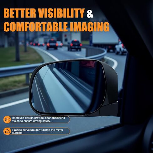 Driver Side Heated Mirror Glass Replacement for Toyota RAV4 2006-2011 - Heated Left Mirrors With Backing Plate, Replaces 8796142790 in Kuwait