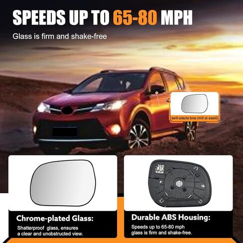 Driver Side Heated Mirror Glass Replacement for Toyota RAV4 2006-2011 - Heated Left Mirrors With Backing Plate, Replaces 8796142790 in Kuwait