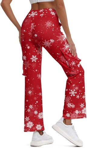 Cargo Flare Leggings for Women with 4 Pockets High Waist Cargo Leggings Workout Cargo Pants Yoga Pants Casual Pants in Saudi Arabia