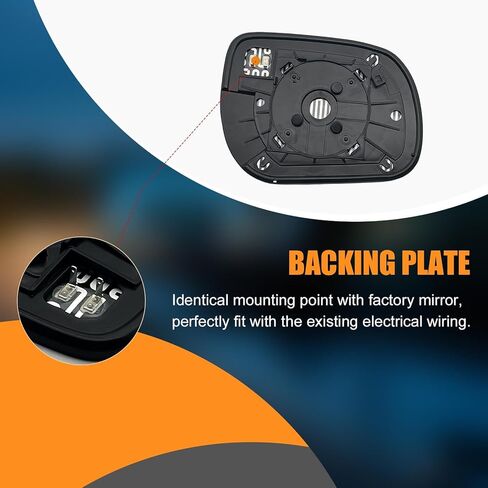 Driver Side Heated Mirror Glass Replacement for Toyota RAV4 2006-2011 - Heated Left Mirrors With Backing Plate, Replaces 8796142790 in Kuwait