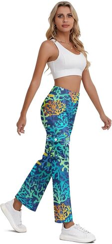 Cargo Flare Leggings for Women with 4 Pockets High Waist Cargo Leggings Workout Cargo Pants Yoga Pants Casual Pants in Kuwait