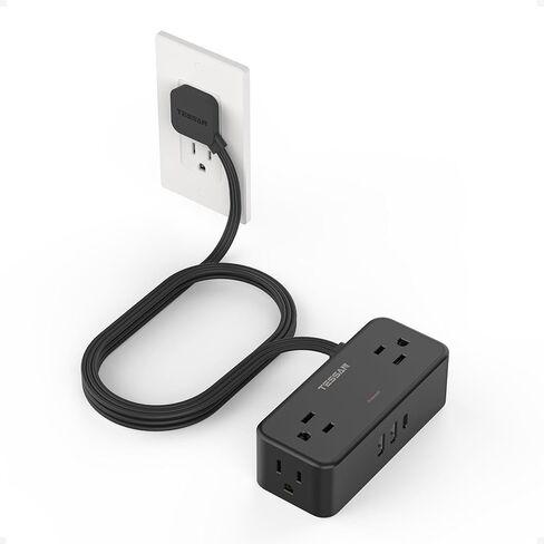 TESSAN Extension Cord 10 FT, Power Strip with 900J Surge Protection, Black in Kuwait