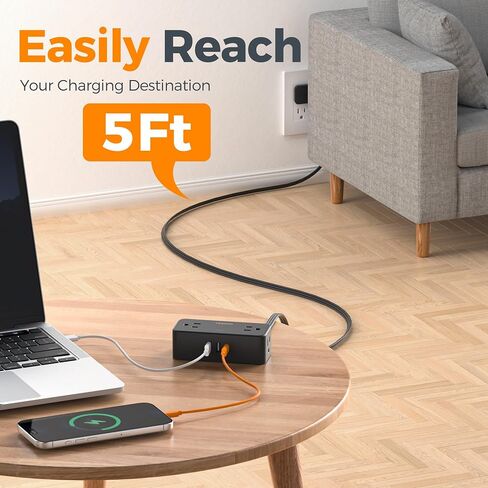 TESSAN Extension Cord 10 FT, Power Strip with 900J Surge Protection, Black in Kuwait