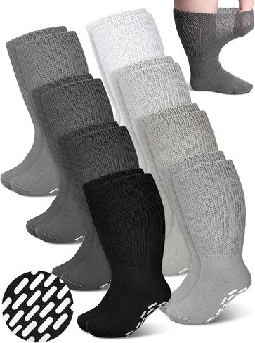8 Pairs 30" Extra Width Diabetic Non Binding Loose Socks Non Slip for Swollen Feet Calf for Men Women Gifts in Saudi Arabia