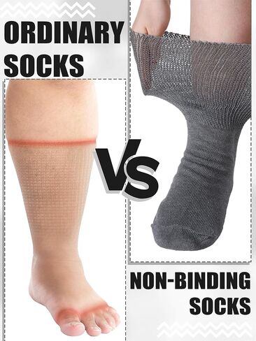 8 Pairs 30" Extra Width Diabetic Non Binding Loose Socks Non Slip for Swollen Feet Calf for Men Women Gifts in Saudi Arabia