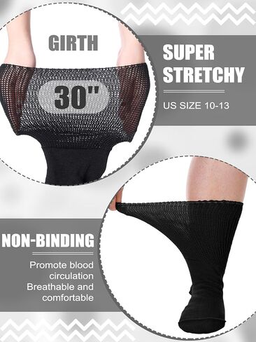 8 Pairs 30" Extra Width Diabetic Non Binding Loose Socks Non Slip for Swollen Feet Calf for Men Women Gifts in Saudi Arabia