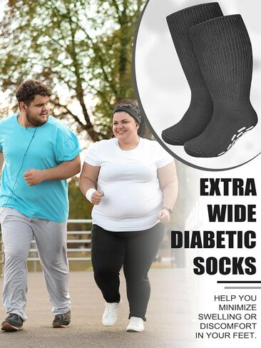 8 Pairs 30" Extra Width Diabetic Non Binding Loose Socks Non Slip for Swollen Feet Calf for Men Women Gifts in Saudi Arabia