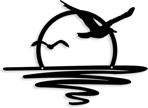 ARTINME Sunrise and Seagulls Metal Wall Art Minimalist Modern Wall Art Boho Decor Sunset Interior Art Sun Design Wall Art for Room Living Room Kitchen Bedroom, 16 x 11.4'' (Orange) in Kuwait