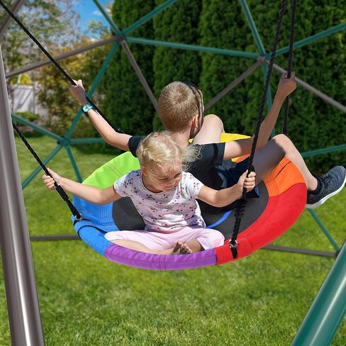 Hapfan 10ft Climbing Dome Swing Set with Saucer Swing, Jungle Gym for Kids Outdoor Backyard, Supports 800lbs, Easy Asssembly, Rust-Resistant in Saudi Arabia