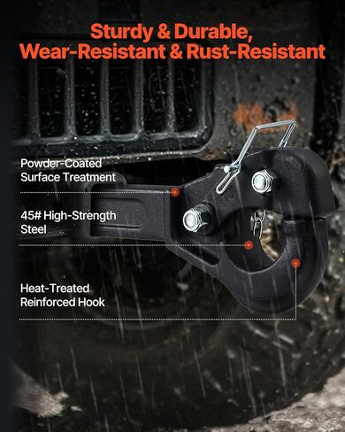 VEVOR Pintle Hook, 20000 lbs Towing Capacity, Pintle Hitch Receiver for 2-inch Hitch Hook Military Receiver, Fits 2.5 to 3-inch Lunette Ring, 15.6-inch Length, Black Powder Coat, for Various Trailers in Saudi Arabia