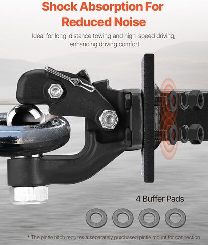 Vevor Pintle Hook ، 20000 رطل سعة القطر ، مستقبل عوائق Pintle لمستقبل عسكري عائق 2 بوصة ، يناسب حلقة Lunette من 2.5 إلى 3 بوصات ، طول 15.6 بوصة ، معطف مسحوق أسود ، لمختلف المقطورات in Saudi Arabia