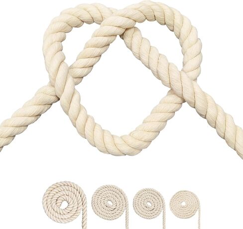 Cotton Rope, Black Cotton Cord, 3 Strand Twisted Macrame Cord (Beige, 6mm x 16 Feet) in Kuwait