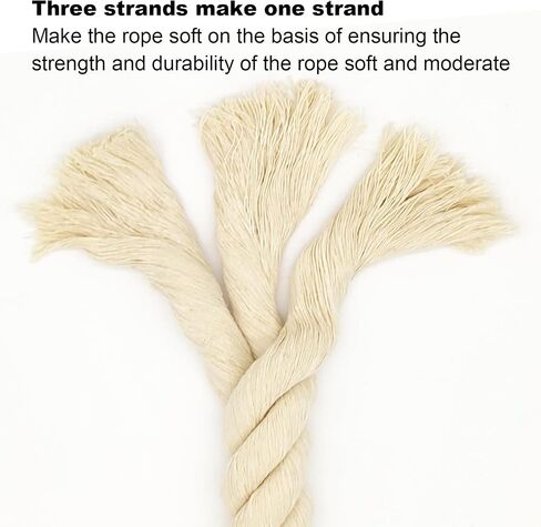 Cotton Rope, Black Cotton Cord, 3 Strand Twisted Macrame Cord (Beige, 6mm x 16 Feet) in Kuwait