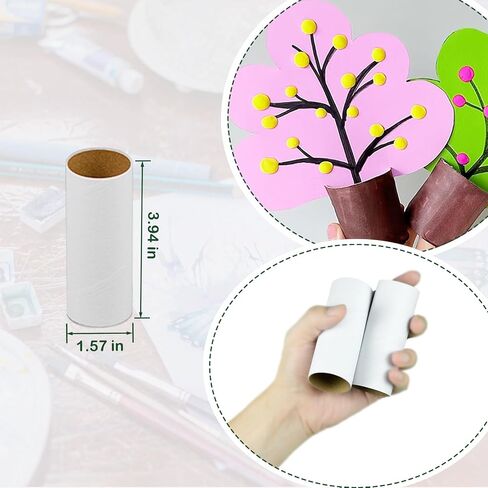 HESESOH 50 Pack Cardboard Tubes for Crafts - 1.57 x 3.94 Inches - Brown Toilet Paper Empty Rolls Round Thick Tubes Sturdy for Classroom Family Handmade DIY Projects in Saudi Arabia