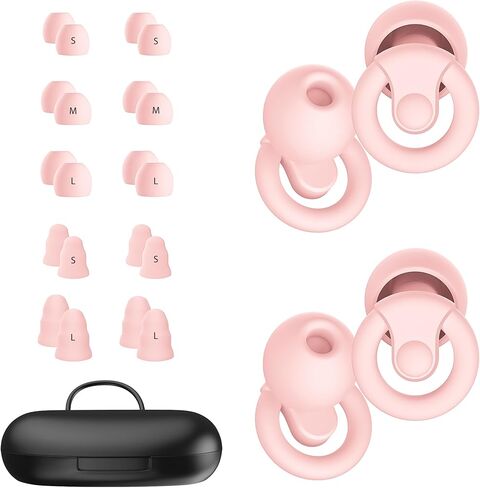 سدادات الأذن لإلغاء ضوضاء النوم | 2 أزواج من سدادات الأذن للحد من الضوضاء للنوم ، التركيز العميق ، حظر الشخير ، الطائرة ، 33dB - 38dB حماية السمع القابلة لإعادة الاستخدام من السيليكون والرغوة (الأرجواني) in Kuwait