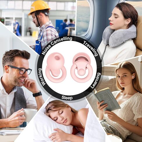 سدادات الأذن لإلغاء ضوضاء النوم | 2 أزواج من سدادات الأذن للحد من الضوضاء للنوم ، التركيز العميق ، حظر الشخير ، الطائرة ، 33dB - 38dB حماية السمع القابلة لإعادة الاستخدام من السيليكون والرغوة (الأرجواني) in Kuwait