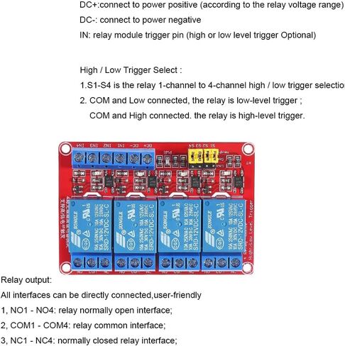 DC 24V 4 RELAY RELAY MODULE SHIELD مع عزل OPTOCOUPLER دعم تشغيل لوحة تطوير عالية أو منخفضة المستوى in Saudi Arabia