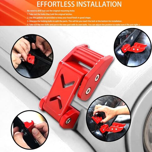 أغطية Hood Latches Latch Latch Count متوافقة مع Jeep Wrangler 2007-2018 JK JKU Rubicon Sport Sahara Jeep Wrangler JL JLU 2018-2024 Gladiator JT (Red) in Kuwait