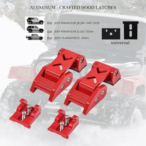 أغطية Hood Latches Latch Latch Count متوافقة مع Jeep Wrangler 2007-2018 JK JKU Rubicon Sport Sahara Jeep Wrangler JL JLU 2018-2024 Gladiator JT (Red) in Kuwait