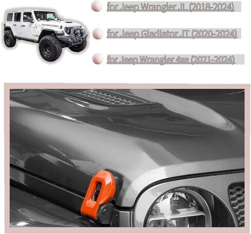 JL Hood Latches محرك بوكلي بونيت محرك محرك محرك تغطية تناسب لعام 2018-2024+ جيب رانجلر JL JLU Gladiator JT 4XE الملحقات الخارجية الأحمر in Saudi Arabia