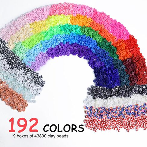 Redtwo 30000 Pcs Clay Beads Bracelet Making Kit, 9 Boxes 192 Colors Friendship Bracelet Kit Flat Polymer Heishi Beads for Jewelry Making, Crafts Gift for Girls Ages 6-12 (Clay Beads 30000) in Saudi Arabia