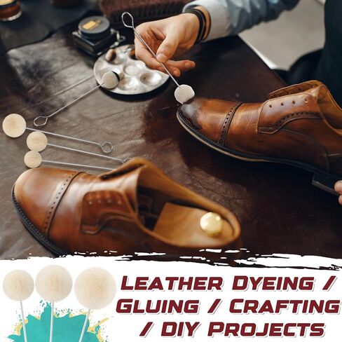 100 قطعة من Briwooody 3 مقاسات من فرشاة كرة صوف 0.51 بوصة 0.75 بوصة 0.98 بوصة أداة توزيع أداة صبغ الجلد لصبغ الجلد وصبغ الصوف مع مقبض معدني لتلطيخ مشاريع الحرف اليدوية اليدوية in Kuwait