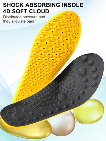 4D Cloud Goles Insooles للرجال والنساء ، إدراج أحذية رياضية امتصاص الصدمات الناعمة ، نعل قوس دعم الرغوة (Black ، XL Men 11 ~ 12 /Women 12.5) in Kuwait