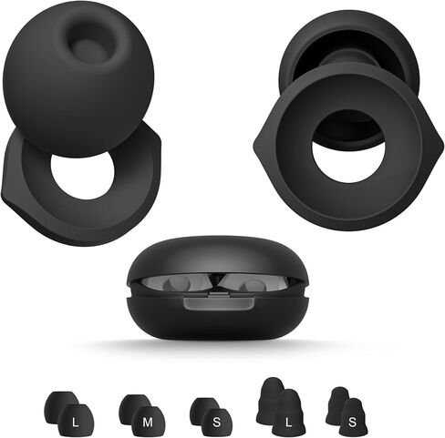 Ear Plugs for Sleeping Noise Cancelling, Reusable Ear Plugs for Noise Reduction, Soft Hearing Protection Earplugs with 6 Silicone Eartips (NRR 30dB) and 4 Memory Foam Ones (NRR 35dB), Black in Saudi Arabia