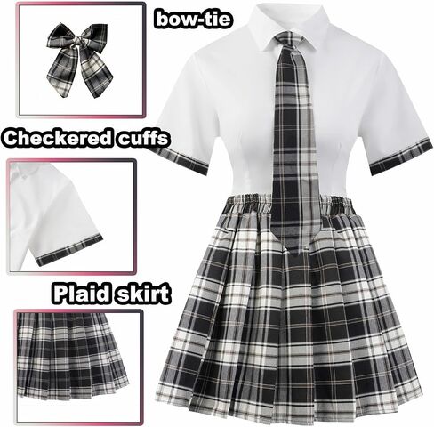 Women School Girl Outfits Set Student Roleplay Costumes Top With Mini Pleated Skirt in Saudi Arabia