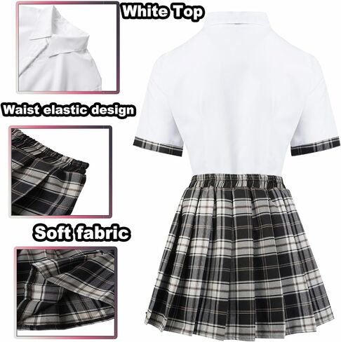 Women School Girl Outfits Set Student Roleplay Costumes Top With Mini Pleated Skirt in Saudi Arabia
