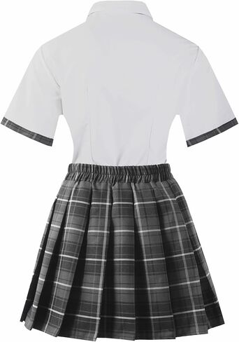 Women School Girl Outfits Set Student Roleplay Costumes Top With Mini Pleated Skirt in Saudi Arabia